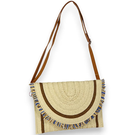 Borsa con patta sfrangiata a tracolla